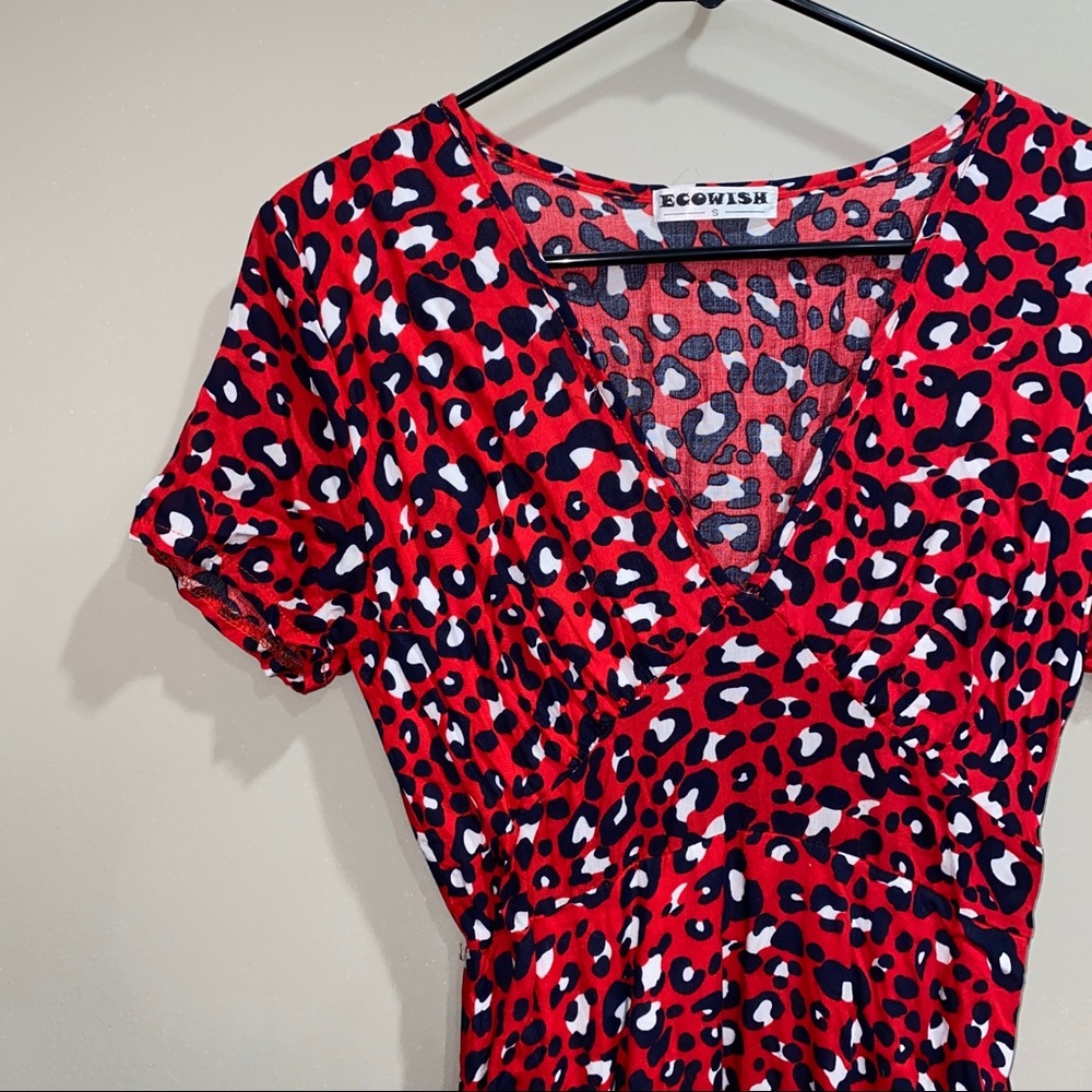 Red cheetah mini dress - Small NWOT ✨